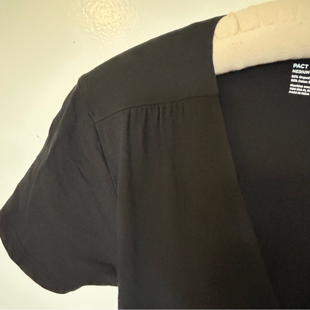 PACT Black Organic Cotton Wrap Dress NWOT Size M. Runs small.